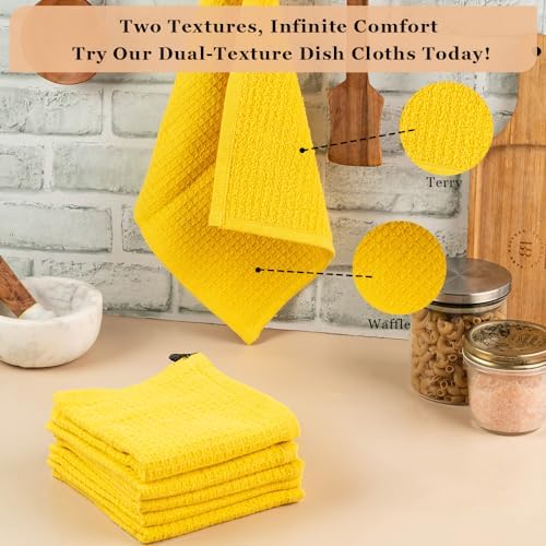 DishCloths Kitchen|Waffle Terry Check Weave Hand Towels|Cotton 12x12" Reusable - Image 3