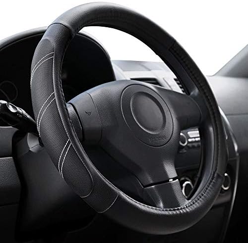 Elantrip Sport Leather Steering Wheel Cover 14 1/2 inch to 15 inch Universal by Elantrip