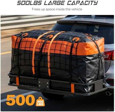 Folding Hitch Mount Cargo Carrier, 60.1" x 20" x 6" Steel Rack - Image 4