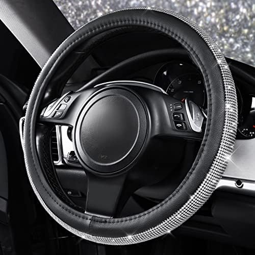 CAR PASS Bling Silver Diamond Leather Steering Wheel Cover, - Image 3