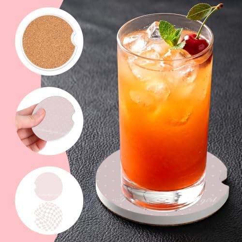 Pink Coquette Car Coasters for Cup Holders, Absorbent Car Coaster for Women - Image 5
