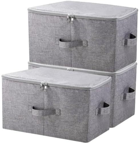 Fabric Storage Bins with Lid, Large Blanket Closet Storage Box, Zipper Lid by iwillCREATEPRO