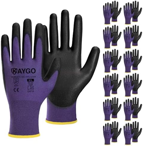 KAYGO Safety Work Gloves for Men Women, PU Coated Palm & Fingers by KAYGO