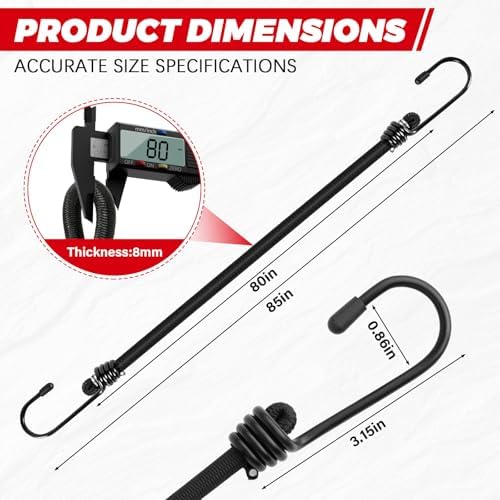 4Pcs Bungee Cords with Hooks, Heavy Duty Outdoor Elastic Bungee Straps - Image 2