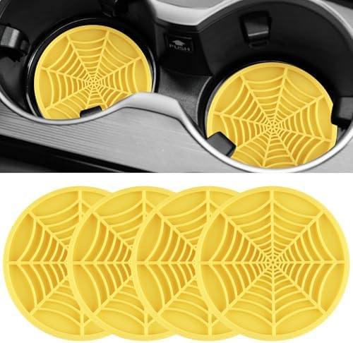Alpmosn 4PCS Spider Web Car Cup Holders, Halloween Non-Slip Silicone Insert by alpmosn