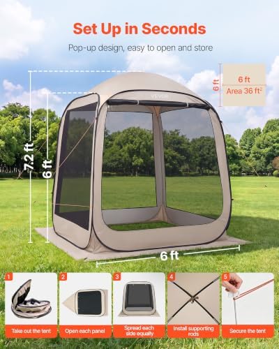 VEVOR Screen House Tent 6x6FT Pop-Up Screen Tent - Image 2