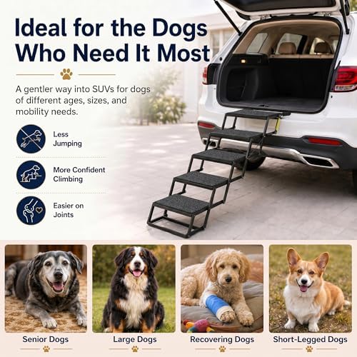 5-Step Heavy Duty Dog Stairs for Large Dogs, Truck Tailgate, 23-28.5 in - Image 6