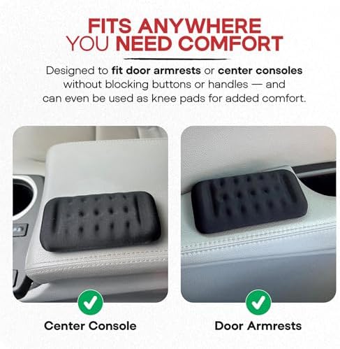 Car Elbow Rest Pads for Door Armrest & Center Console, Memory Foam 2-Pack - Image 4