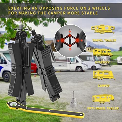 Camper Wheel Chock Stabilizer 2 Sets, Double Speed Heavy Duty Truck RV Tire - Image 6