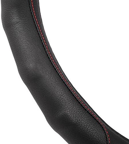 Motor Trend GripDrive Faux Black Leather Steering Wheel Cover - Image 6