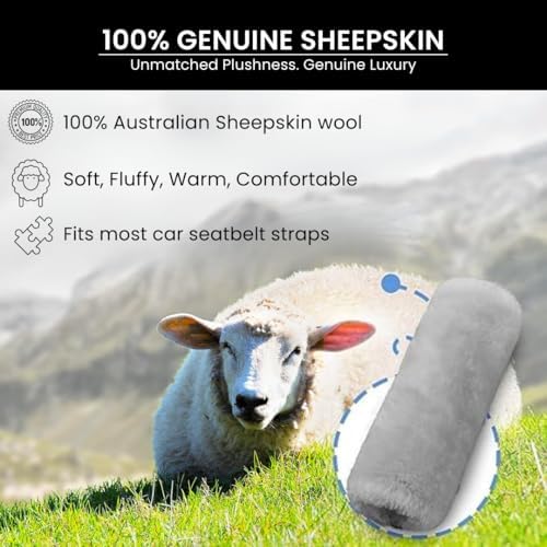 Andalus Brands 2-Pack Authentic Sheepskin Seat Belt Cover Pad – Ultra Soft Car - Image 3