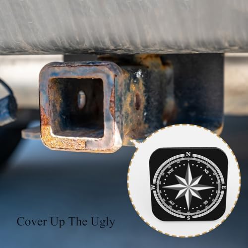 Compass Hitch Receiver Cover 2" Black Rose Star Arrow Navigation Dial Adventure - Image 4