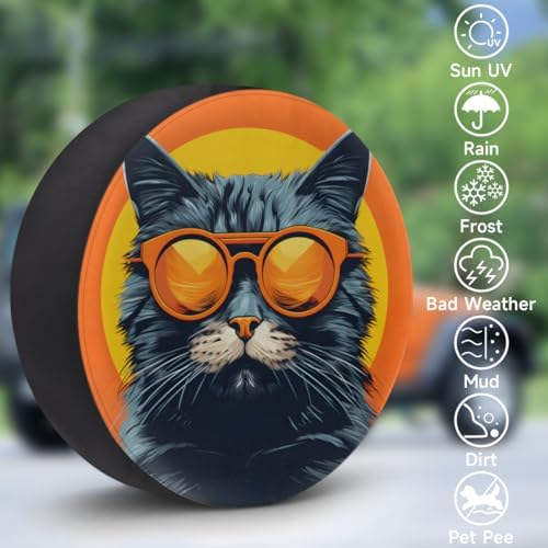 Spare Tire Cover for RV Trailer, Funny Animal Cat Tire Covers Universal Fit for - Image 3