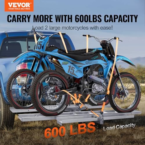 VEVOR Motorcycle Carrier, 600 LBS Aluminum Motorcycle Carrier Hitch Mount - Image 2