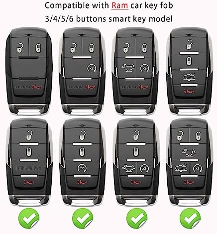 Compatible with Dodge Ram Key Fob Cover 1500 2500 3500 Silver Car Accessories - Image 3