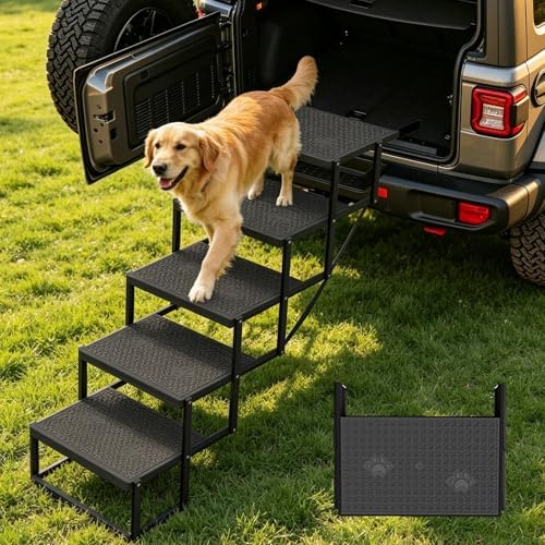 Dog Steps for Car, 5 Steps Foldable Dog Stairs for Large Dogs by Unknown
