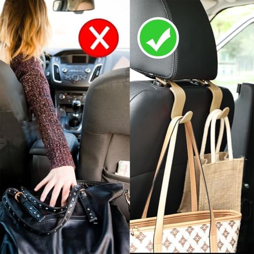 Osilly Car Seat Headrest Hook, 4 Pack Auto Seat Hanger Storage Organizer - Image 5