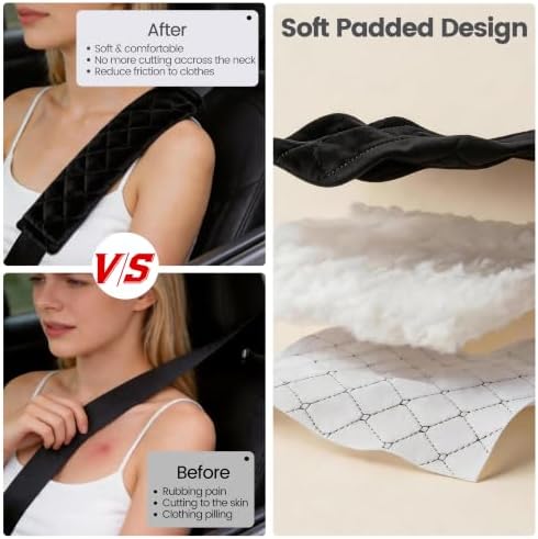 Amooca 2 Pack Seat Belt Covers Soft Shoulder Pad - Image 2