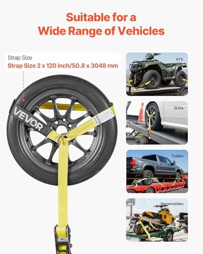 VEVOR Wheel Chock Tie-Down Kit, Tire-Style Tow Dolly Strap, Car Tie Down Kit - Image 4