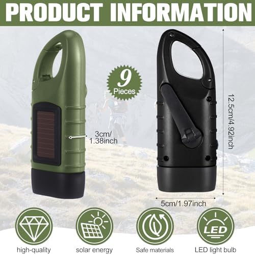 Leelosp 9 Pcs Hand Crank Solar Flashlight Emergency LED - Image 2