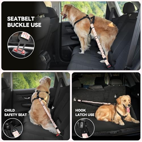 Pawaboo Dog Car Seat Belt– Reflective & Adjustable Dogs Cars Harness Leash - Image 4