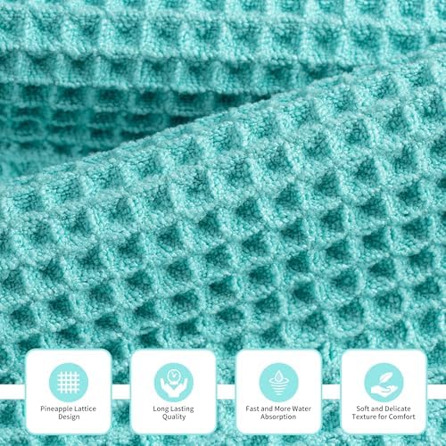 MICROFI Microfiber Waffle Bath Towels, 3 Pieces, Fast Drying, Lint Free - Image 2