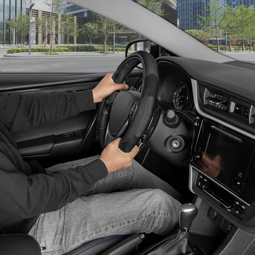Motor Trend GripDrive Carbon Fiber Steering Wheel Cover, Non-Slip Sporty Racing - Image 3