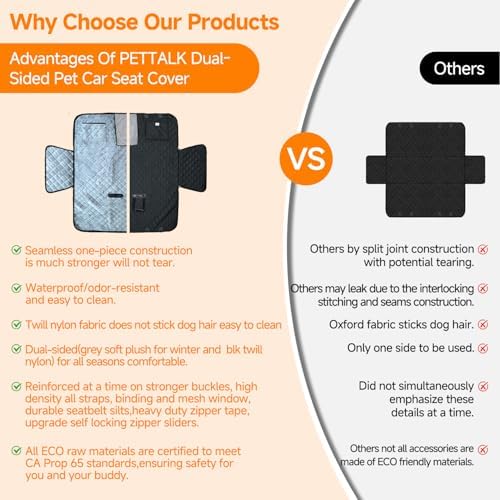 Dog Car Seat Cover Back Seat, Reversible Waterproof Hammock Car Protector - Image 6