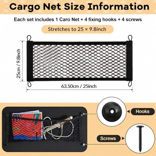 Frienda 2 Pcs Small Cargo Net Boat Storage Mesh Netting, 25 X 9.8 Inches - Image 2