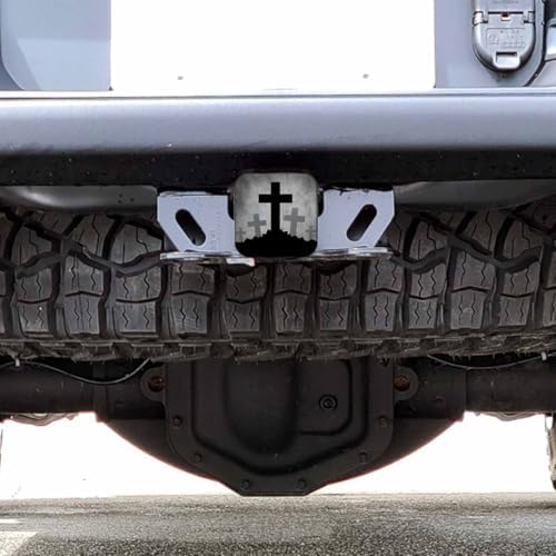 Christian Cross Car Rear Hitch Covers Grunge Gravestone Cross Square Trailer - Image 6