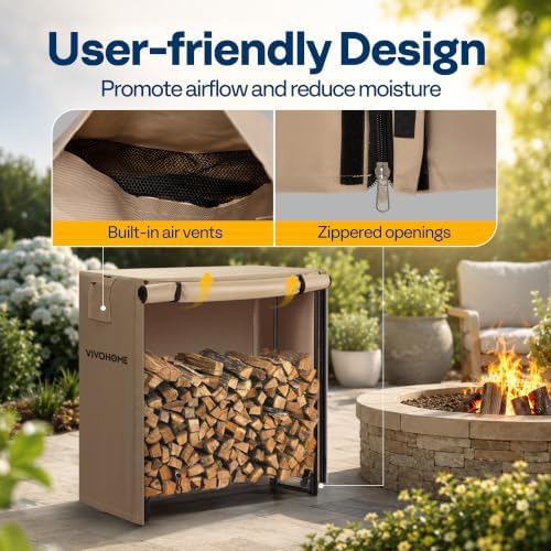 VIVOHOME 3ft Waterproof Outdoor Firewood Log Rack Cover - Image 6