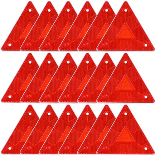 18 Pack Red Safety Reflector Warning Sign, 6 Inch Slow Moving Vehicle Sign by Kabcifea