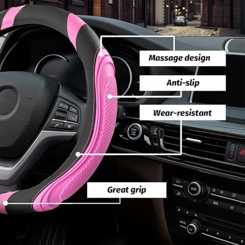 Osilly 15 Inch Artificial Leather Steering Wheel Cover - Image 3