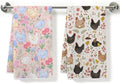 2 Pcs Cute Chicken Kitchen Towels, Floral Soft Absorbent Hand Tea Towel by ZHAMEN