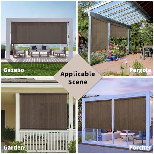 SMONTER Outdoor Sunshade Roller Shade 6'W x 8'H, Exterior Cordless Roll Up - Image 6