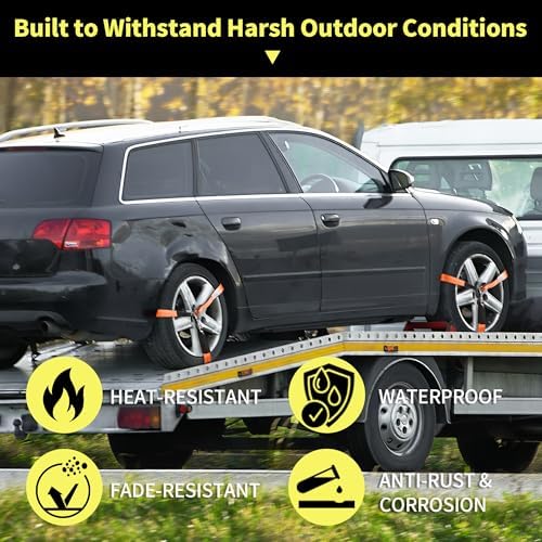 4 Pack Car Tie Down Straps for Trailers, 000 lbs Break Strength, Wheel Tire Tie - Image 4