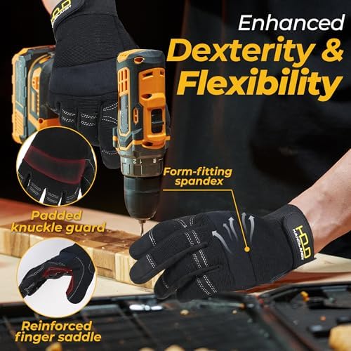 HANDLANDY Work Gloves for Men & Women, Utility Mechanic Working Gloves Touch - Image 3