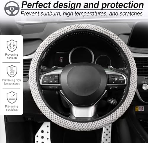 Alpmosn Elastic Stretch Steering Wheel Cover, Breathable Microfiber Ice Silk - Image 5