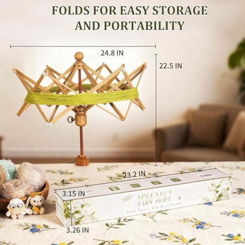 SPEENSUN Foldable Beech Wood Yarn Swift, 4-Step Setup Umbrella - Image 5