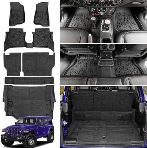 Cargo Mat with Floor Mat Compatible with 2021-2025 Jeep Wrangler JL Unlimited by Utiiy