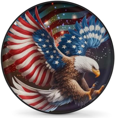 Spare Tire Cover for RV Trailer, American Flag Eagle Waterproof Sun Leather by cfpolar