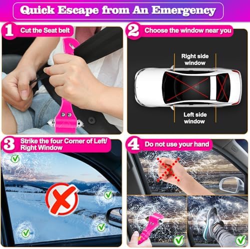THINKWORK 2-in-1 Pink Car Window Breaker - Image 3