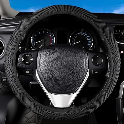 Black Mesh Steering Wheel Cover, Universal 15 inch, Elastic Stretch Microfiber by Unknown