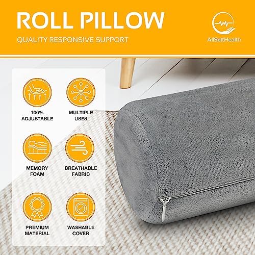 2 Pack Round Bolster Pillow Memory Foam Cervical Neck Roll Pillow Sleeping - Image 2