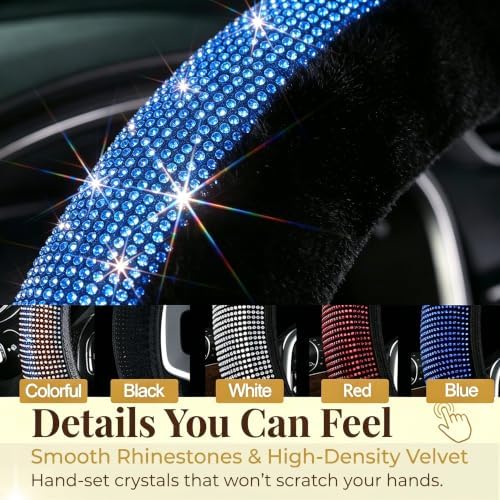 Bling Steering Wheel Cover Fluffy Rhinestone - Image 6