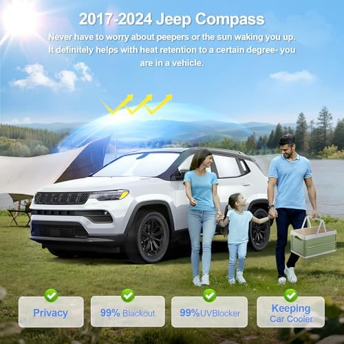 8pcs Car Window Shades for Jeep Compass 2017-2025 Accessories, Windshield Side - Image 2