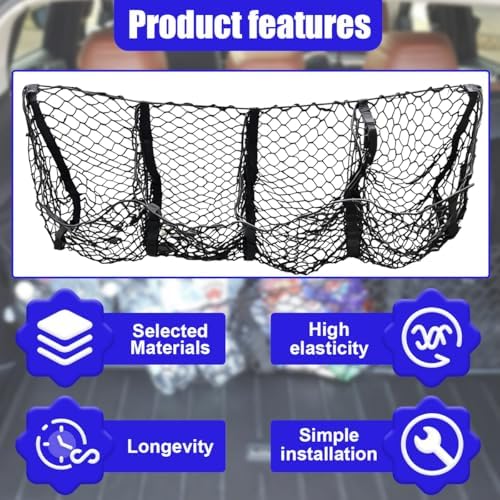 4 Pocket Truck Bed Cargo Net, Adjustable Elastic Mesh Storage Net - Image 4