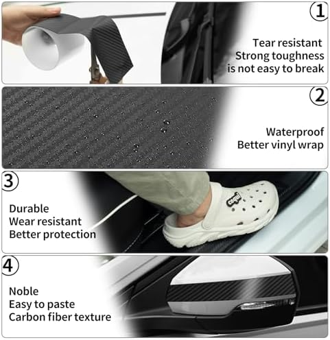 Carbon Fiber Wrap Tape for Car Door Sill Protector - Image 3