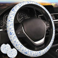 Flower Blue Steering Wheel Cover 15in Cute Women 2 car Cup Coasters by Unknown
