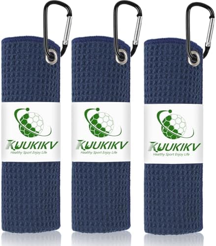 3 Pack 16" X 16" Golf Towels for Golf Bags, 3 Dark-Blue Colors by KuukikvDirect